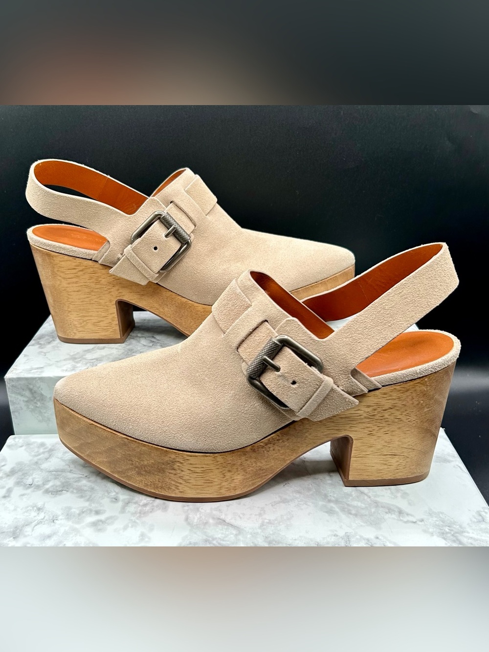 ALL SAINTS Yuki Suede Platform Clog in Brown Suede-Wooden Heel. EU size 39 - Picture 2 of 13